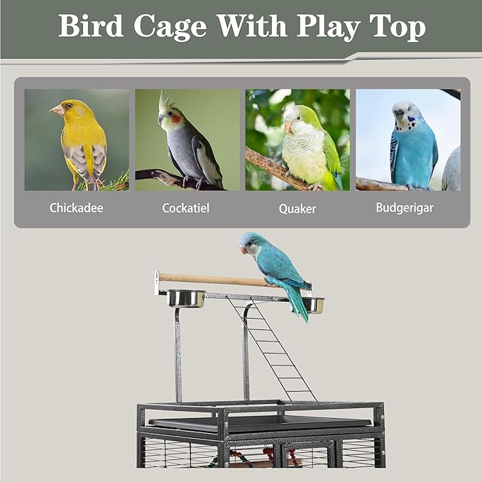 68" Double Bird Cage,Stackable Divided Parakeet Cage, Parrot Cages for Medium Birds with Bird cage Toys,Birdcage Seed Catcher,for Cockatiels Canaries Lovebirds Finches Budgies Small Parrots