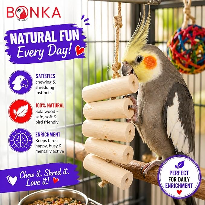 1288 Pk6 Natural Sola Stick Bonka Bird Toys Soft Forage Chew Parrot Parrotlet Budgie Finch Macaw