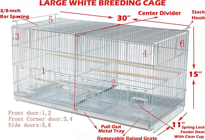 LOT of Large Stackable Breeder Bird Flight Cage with Removable Center Divider and Breeding Nest Box Doors with Removable Rolling Stand