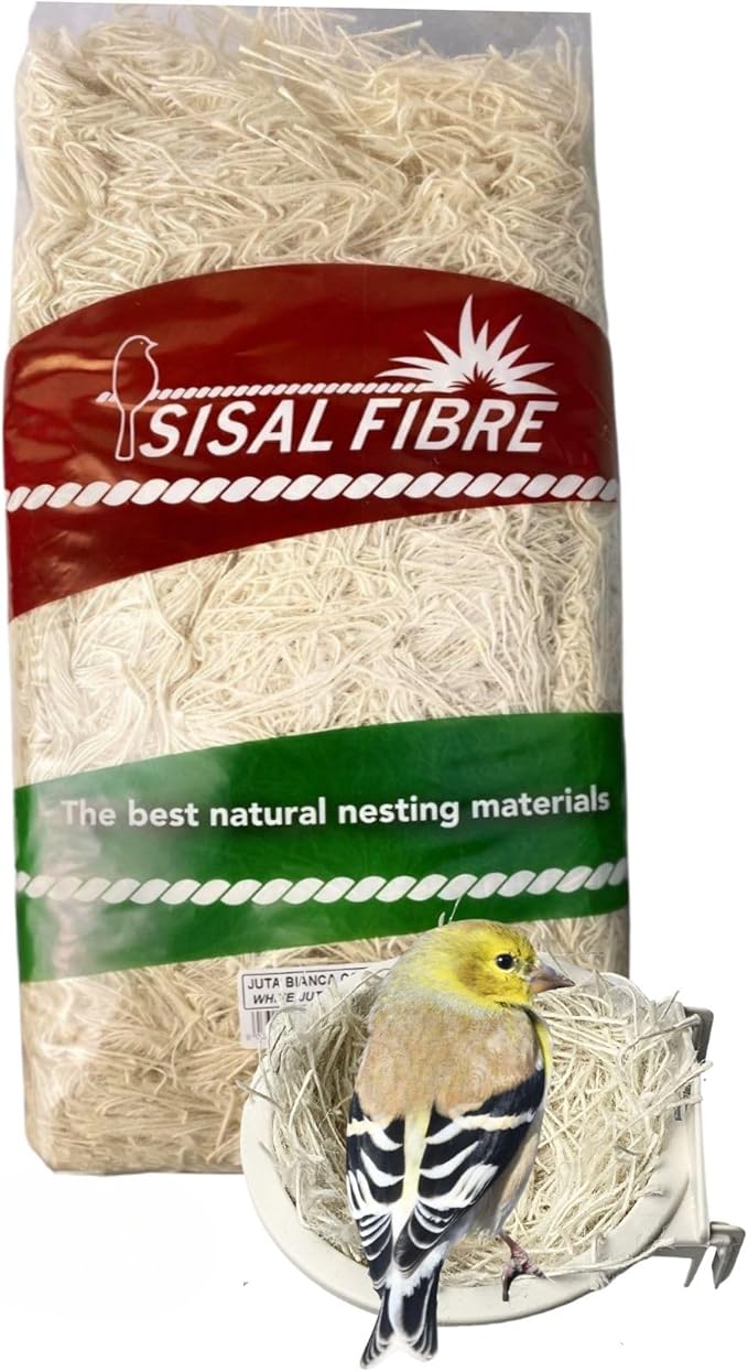 SISALFIBRE White Jute Bird Nesting Material with Active Formula - 1000g Nido para Periquitos for Parakeet Nest, Budgie, Parrot, Finche, Canaries, Exotic Birds