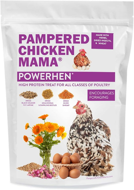 Backyard Chicken High Protein Herbal Treat with Dried River Shrimp, Black Soldier Fly Larvae, Mealworms, Basil, Hibiscus Flowers, Rose Petals (PowerHen) (4 pounds)