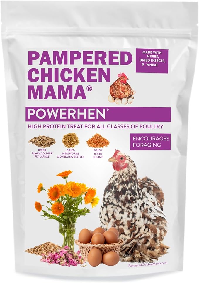 Backyard Chicken High Protein Herbal Treat with Dried River Shrimp, Black Soldier Fly Larvae, Mealworms, Basil, Hibiscus Flowers, Rose Petals (PowerHen) (8 pounds)