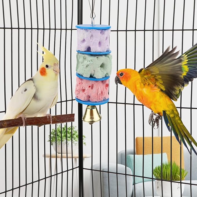 Wontee Bird Calcium Teeth Grinding Chew Treats Toy for Parrot Parakeet Cockatiel Conure Gerbil Rat Mouse Guinea Pig Chinchilla