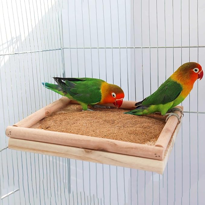Natural Wooden Parrot Bird Perch Stand, Parakeets Paw Grinding Standing Pole, Cage Accessories for Small Animals Rat Hamster Budgies Lovebirds Cockatiels