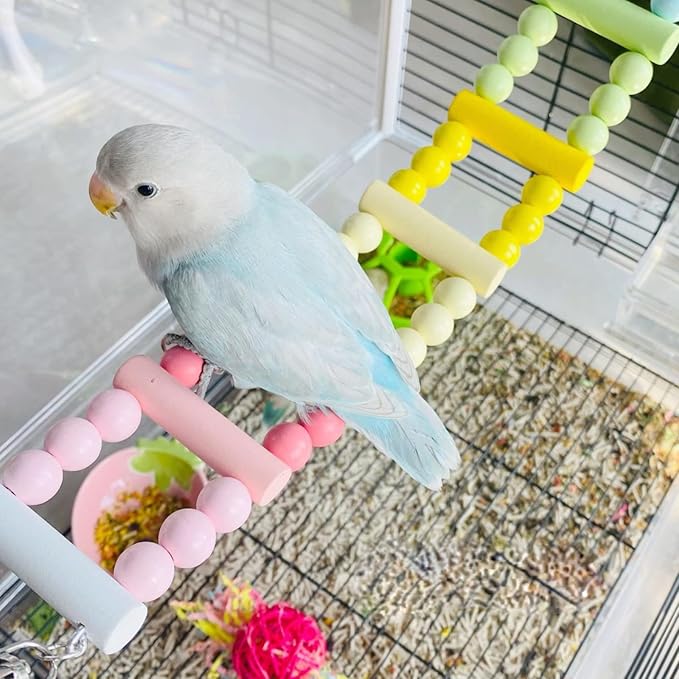 Bird Parrot Toys Ladders Swing Chewing Toys Hanging Pet Bird Cage Accessories Hammock Swing Toy for Small Parakeets Cockatiels, Lovebirds, Conures, Macaws, Lovebirds, Finches (Small: 6 Ladders)