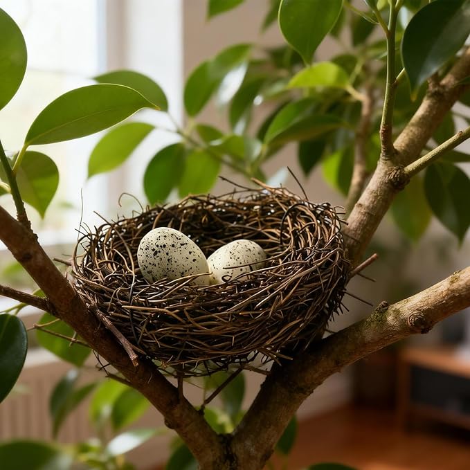 24PCS Small Faux Bird Nest with Eggs for Crafts Handwoven Artificial Rattan Mini Easter Bird Nests Decor for Easter Spring Home Garden Wedding Centerpiece Decorations