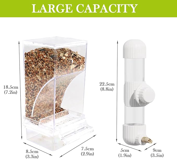 Geyecete Bird Feeder Water Dispenser Set no Mess Bird Feeder for cage Automatic Parakeet Cage Accessories,Bird Feeder Cockatiel Finch Budgies