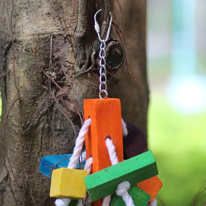 KINTOR Bird Chewing Toy for Large Medium Parrot Cage Bite Toys for African Grey Macaws Cockatoos Eclectus Amazon Parrots (Waterfall-Big)