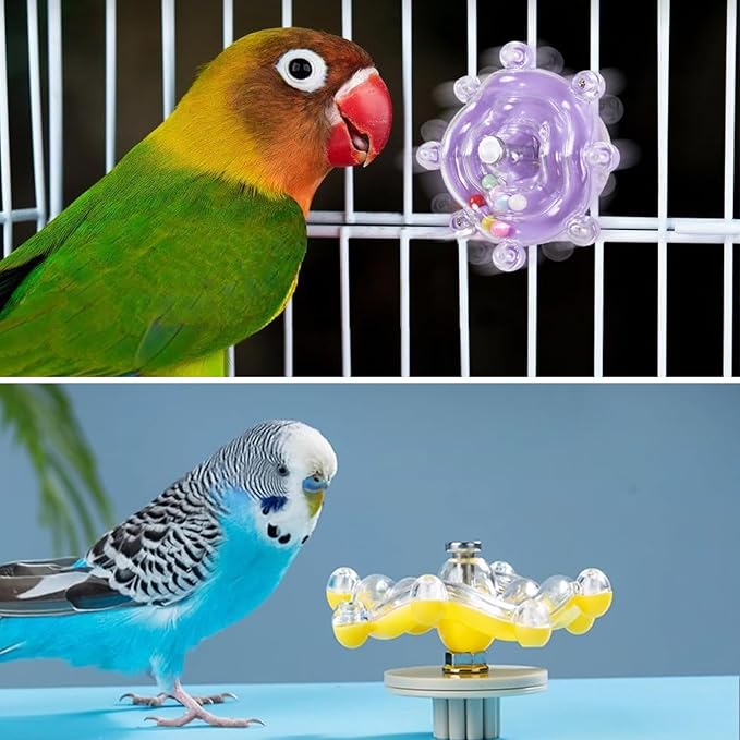 2Pack Bird Spinner Toys for Parakeets, Colorful Spinning Wheel Chew Toys, Interactive Rotate Rattle Parrot Toys for Bird Cage, Accessories for Entertainment Chewing Exercise