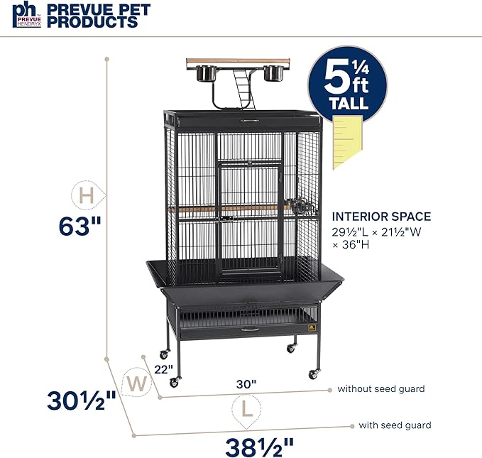 Prevue Hendryx Signature Select Series Wrought Iron Bird Cage in Black