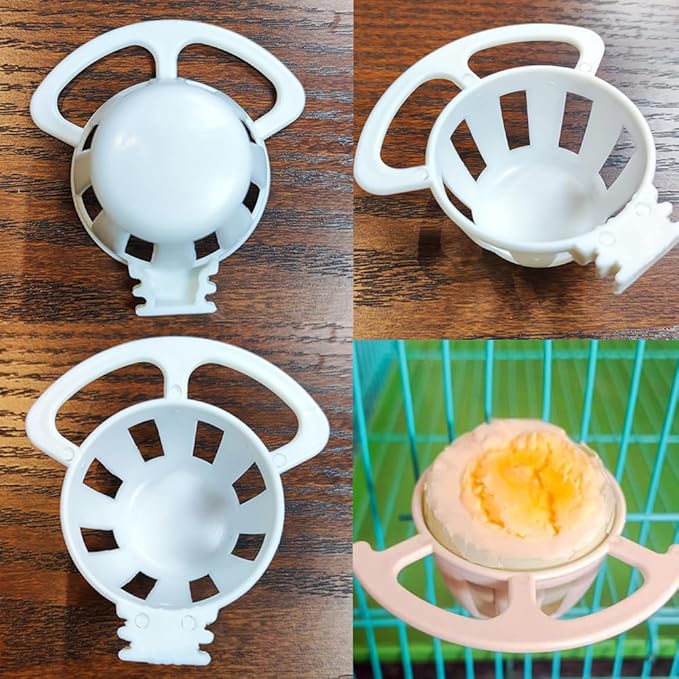 4 Pack Bird Egg Feeder Hanging Cage Protein Boiled Egg Holder Tray Bird Mineral Blocks Holder Food Bowl for Parrot Rock Ball Calcium Teeth Chew Toy Seat Ball Suet Dough Parakeet Cockatiel