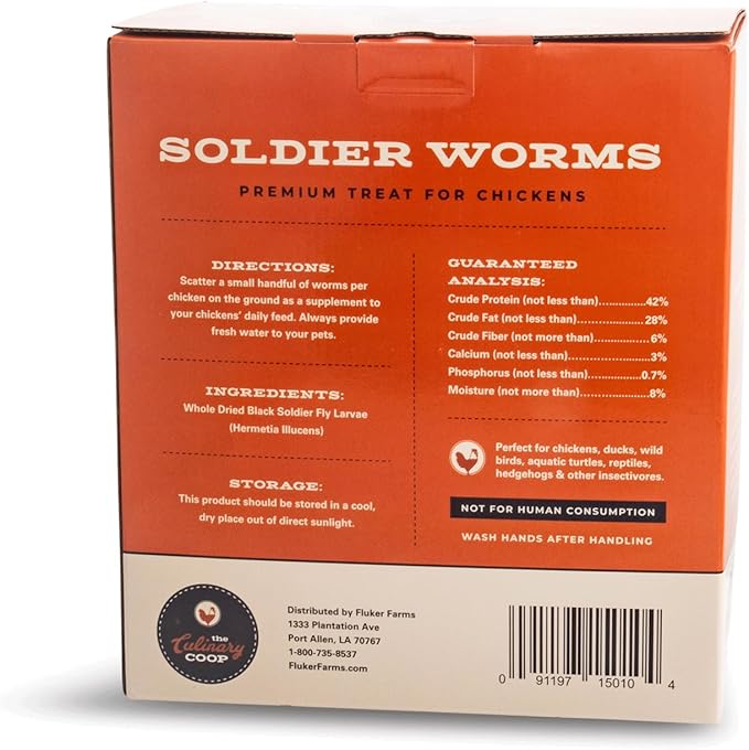 Fluker's Culinary Coop Bulk Dried Soldierworms, Premium Organic Dried Soldierworms for Chickens-High Protein & Omega3 Chicken Feed for Wild Birds, Reptile,& Chicken Treats for Laying Hens, 5lbs
