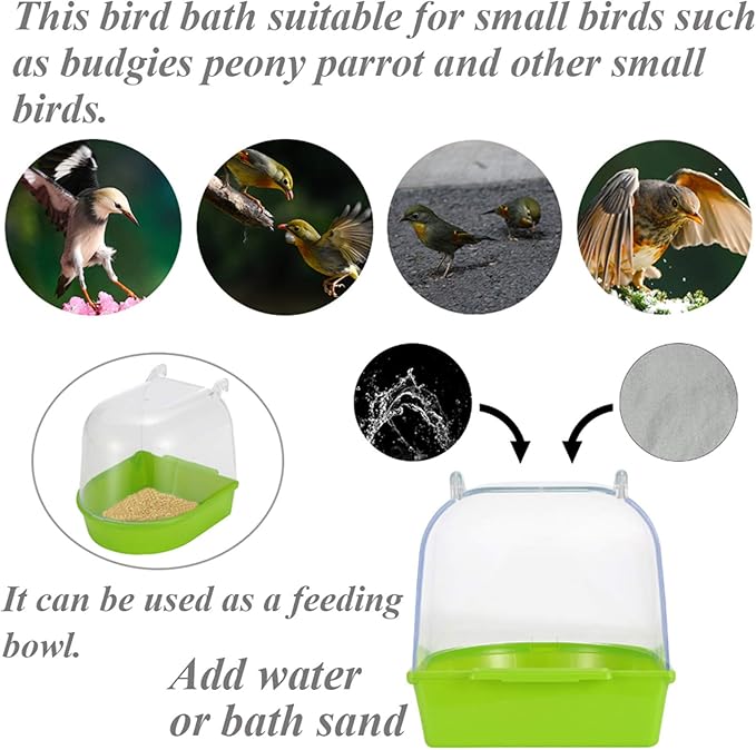 kathson Parrot Bath Box Bird Cage Accessory Supplies Bathing Tub Bath for Parakeet Pet Brids Canary Budgies Parrot (Random Color)