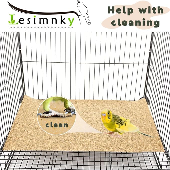 Bird Cage Liner 50-Pack 17” x 11” Gravel Paper Cuttable Pet Sandpaper Special for Bird Cage in Sea Sand, Easy Clean Pet Sandpaper Calcium Paper for Birdcage Parrots Cockatiels (50)