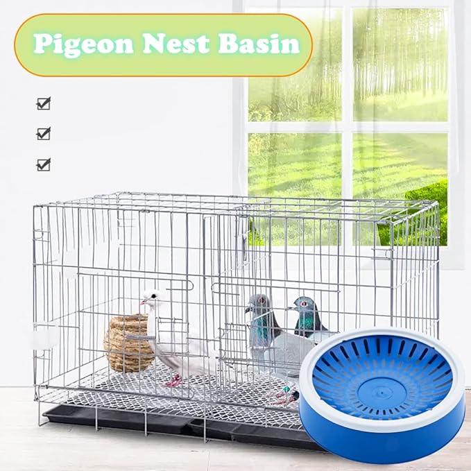 VTurboWay 6 Pack Plastic Pigeon Nest Small Bird Nesting Bowls Quails Breeding Hatching Nest (Blue and Green)