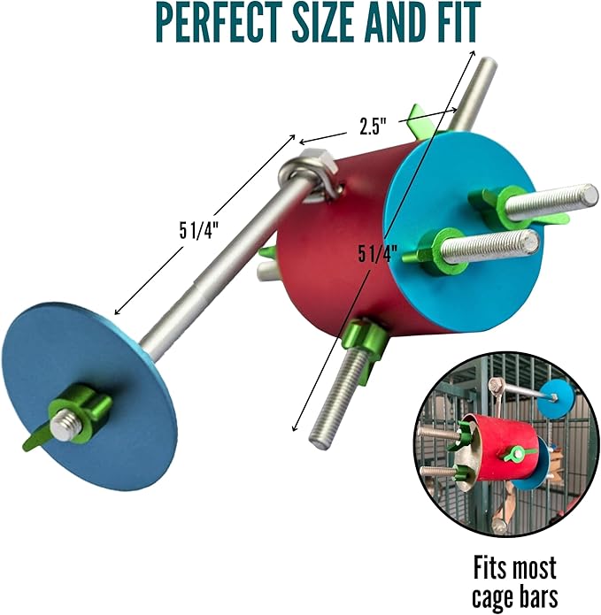 Bird Toys for Large Birds (Barrel) | Treat Dispenser for Macaws, Cockatoos, Cockatiel & Parrots | Bird Foraging Toy for Medium to Extra Large Birds | Natural Foraging Behavior Builder | Colorful Toys