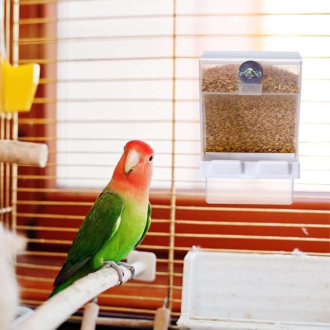 GlikCeil 8 Pcs No Mess Bird Feeder Automatic Bird Feeder for Cage Bulk Parrot Seed Food Container Cage Accessories for Small Medium Parakeet Canary Cockatoo Cockatiel Finch