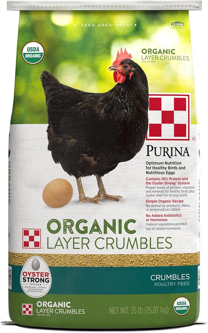 Purina | Nutritionally Complete Non-GMO Organic Layer Hen Feed Crumbles - Chicken Feed | 35 Pound (35 lb.) Bag