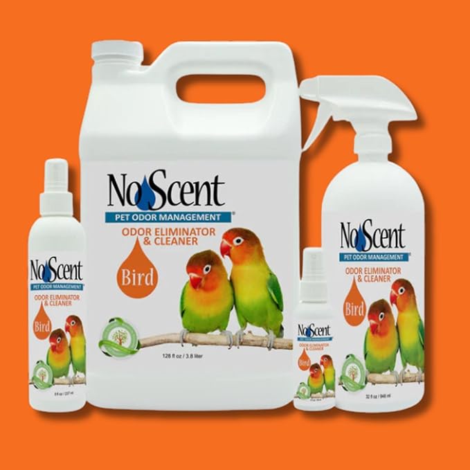 No Scent Bird Cage Cleaner Spray & Pet Odor Management, Natural Aviary Freshener (128 Fl Oz / 3.8 Liter) Gallon