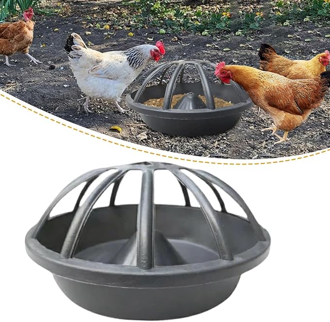 Chicken Feeder Bird Feeding Bucket,Animal Husbandry Supplies,Goose Feeder Dispensing Feed Tray,Large Capacity for Chook Hen, 12 Holes