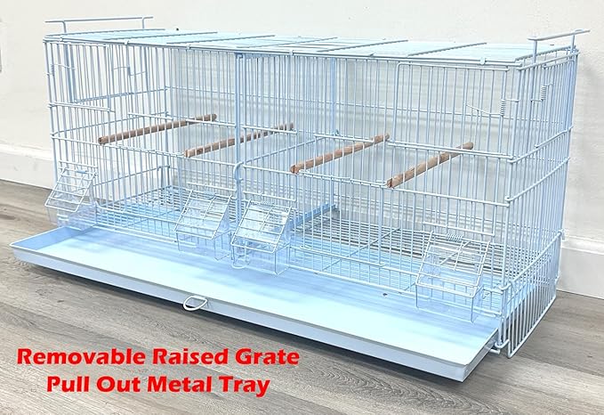 White Stackable Breeder Bird Flight Cage Side Breeding Nest Box Door with Removable Divider (White, 26.5"x11"x15"H Lot-4)