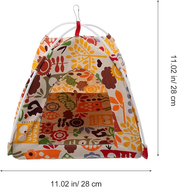 Scicalife Bird Nest Hut Hanging Hammock,Foldable Parrot Cage Tent House Bed Habitat Hideaway Toy