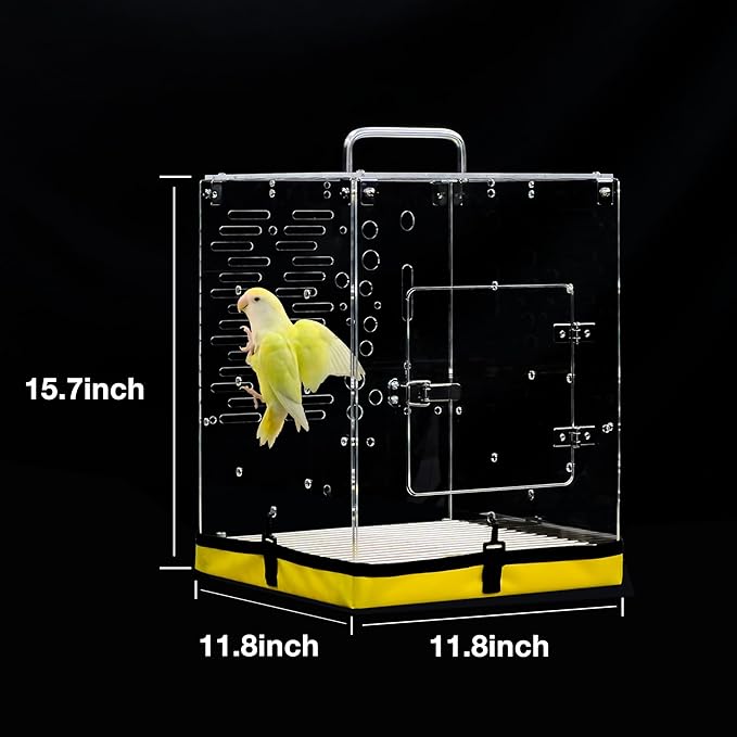 GuineaLoft™ Acrylic Bird Cage Model-ETO, Crystal Clear, 360° Panoramic View, Portable & Easy Clean Design with Canvas Bottom- Visit the GuineaLoft Store