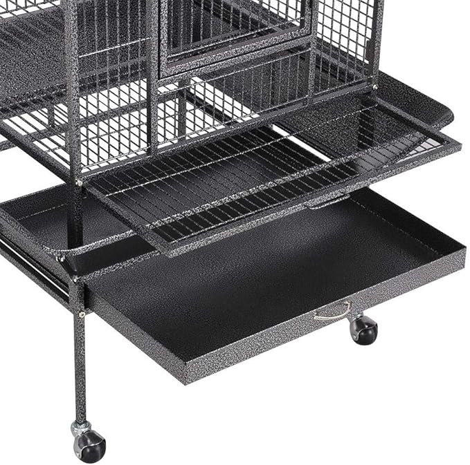 Topeakmart 68-inch Wrought Iron Play Top Large Bird Cage, Black