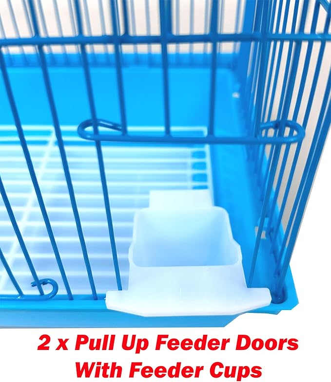Lot of Ten Aviary Breeding Breeder Bird Cages for Lovebird Finch Parakeet - Mixed Colors (3 Blue Dome Top, 3 Green Roof Top, 4 Yellow Flat Top) - 11.5" W x 9" D x 15.5" H with 3/8" Bar Spacing