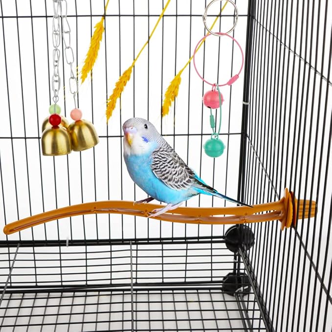 2 PCS Bird Perches Canary Finch Budgie Cage Universal Plastic Stand Stick Toy Holders, 8.7 Inches