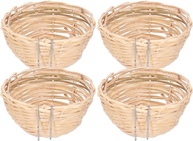 TOPINCN 4pcs, Handmade Weaving Breeding Resting Bird House with Hook Decoration for Parrots Canary