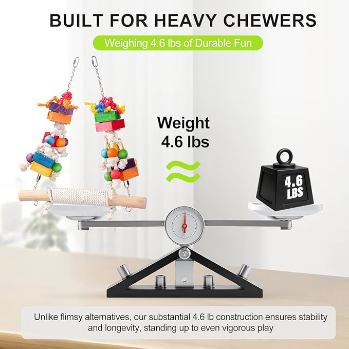 4lb Heavy Duty Bird Toys for Large Parrots - 21.6" Giant Refillable Parrot Toy Swing for Macaws & Cockatoos, Large Natural Wooden Block Chew & Shredding Toy,Beak Health