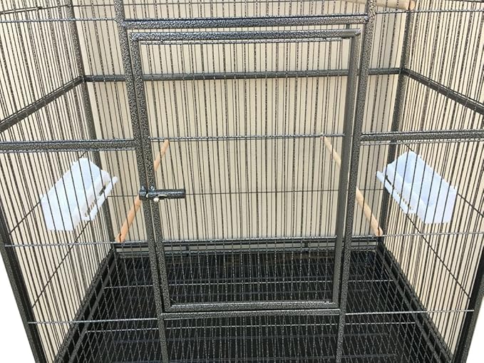 2 Color, Extra Large Wrought Iron Flight Canary Parakeet Cockatiel Lovebird Finch Bird Cage with Removable Stand, 32-Inch by 19-Inch by 70-Inch