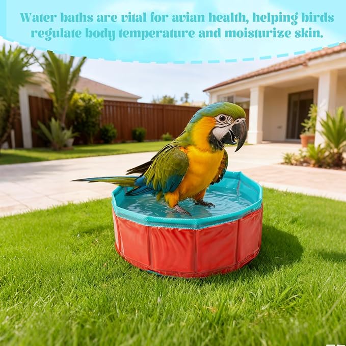 Portable Conure Bathtub,Parrot Bath Tub for Outdoor,Outdoor Travel Multi Functional Portable Parrot Bath,Suitable for Small to Large Birds African Grey Budgerigar Parakeet African Parrot.