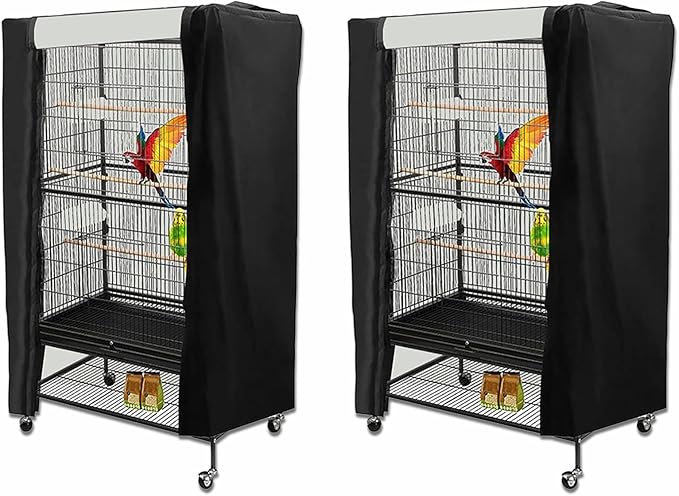 2 Sizes Black Birdcage Cover With UV for PROTECTION, Bird Cage Cover For Pets' Good Night Easy Installation And Removal(M)