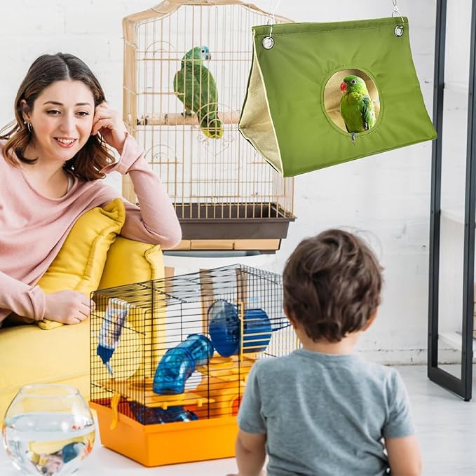 Parrot Hanging Nest House Parrot Hideaway Cave Bed Tent Cozy Snuggle Sleeping Hut Bird Hanging Hammock for Parakeets, African Grey, Cockatoo, Amazon Parrots, Cockatiels.(Blue)