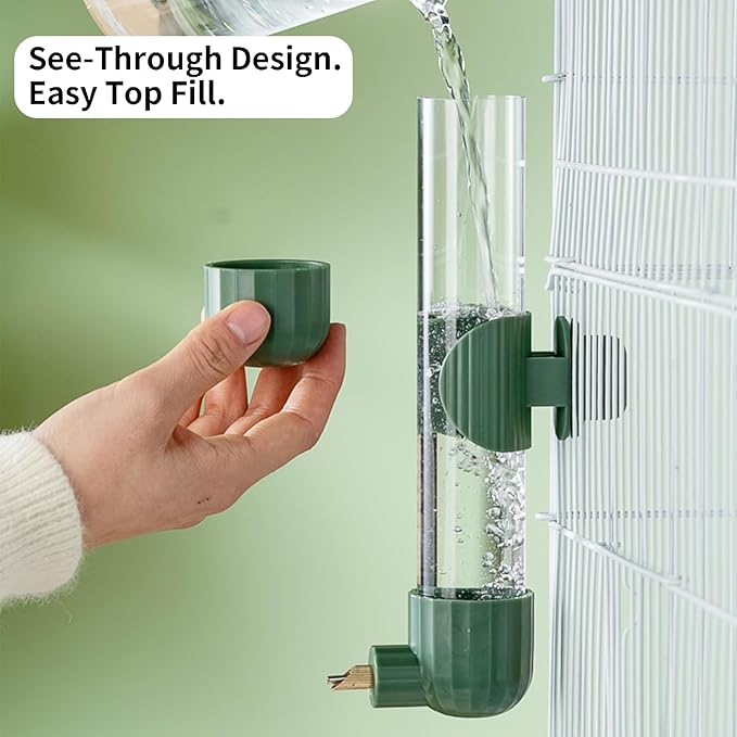 AOTU 7.4 Fl Oz Bird Water Dispenser Automatic Bird Water Feeder for Cage Parakeet Water Dispenser, Clear Cage Water Drinker for Cockatiels parakeet Budgies Green-cheeked Conure African Grey Sun Conure
