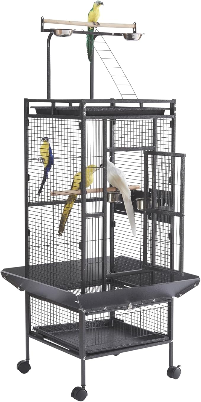 Panana Large Bird Cages Parrot Cage Wide Flight Metal Animal Cage for Budgie Parakeet Conure with Rolling Stand Wheels (61 inch Height)