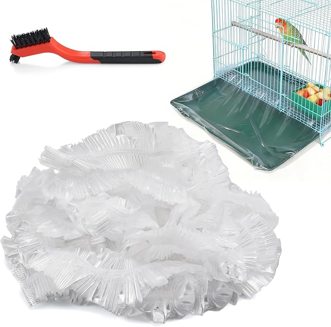 50PCS Disposable Bird Cage Liners 34" X 22" Animal Clear Plastic Rabbit Bird Cage Liner Bag for Finches Canaries Cockatiels Birdcage