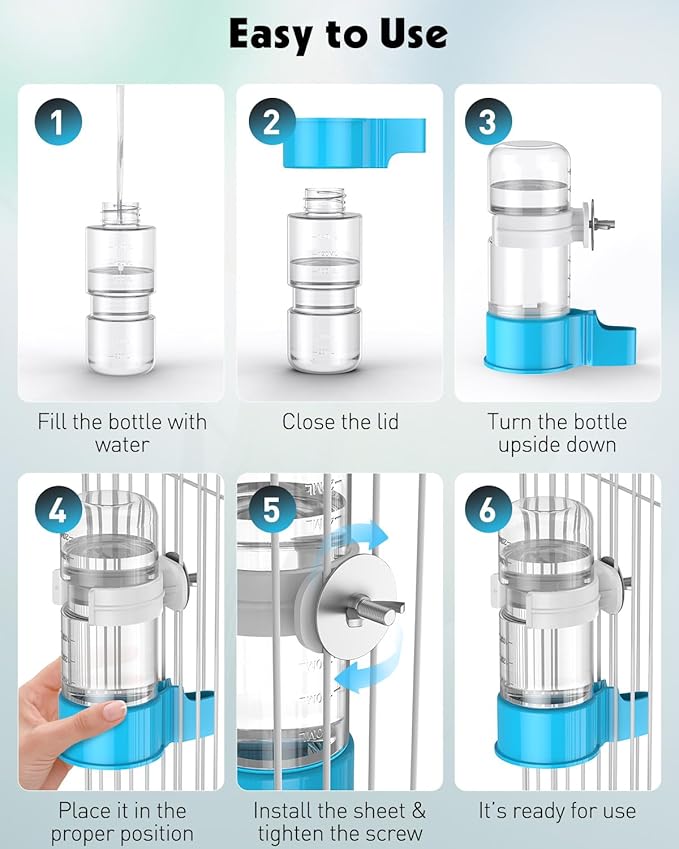 Pawfly 2 Pcs Bird Water Dispenser, Automatic Bird Water Feeder, Plastic Bird Cage Water Dispenser, White&Blue Parrot Waterer for Parakeet Cockatiel Budgie Lovebirds (Not Fit for Food Feeding)