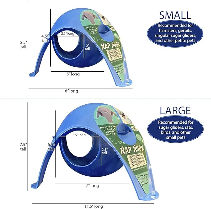 Exotic Nutrition Nap Nook - Unique Nest Pod Cage Accessory Toy - Use Grounded or Hanging - Sugar Gliders, Hamsters, Mice, Rats, Birds, Degus, Chinchillas, & Other Small Pets (Large)