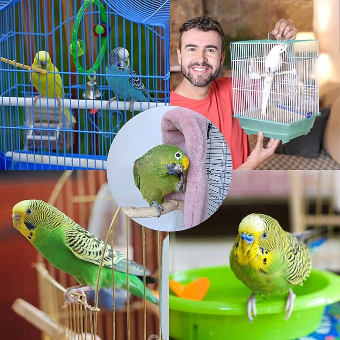 Corner Fleece Bird Blanket,Cuddle Nest Hanging Toy,Bird Comfort Corner Assorted Colors, Parrot Cage Snuggle Hut Warm Bird Nest House Bed Hanging Hammock Toy, for Parakeet Cockatiel Lovebirds Pink M