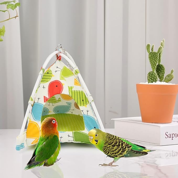 Wontee Bird Nest House Parrot Hanging Tent Snuggle Hut for Parakeets Cockatiels Conures Lovebirds (S)