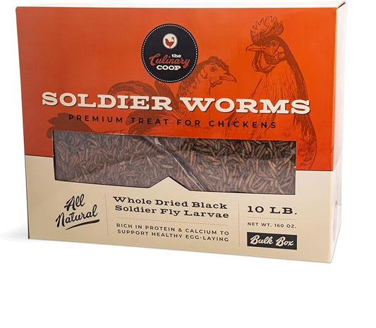 Fluker's Culinary Coop Bulk Dried Soldierworms, Premium Organic Dried Soldierworms for Chickens-High Protein & Omega3 Chicken Feed for Wild Birds, Reptile,& Chicken Treats for Laying Hens, 10lbs