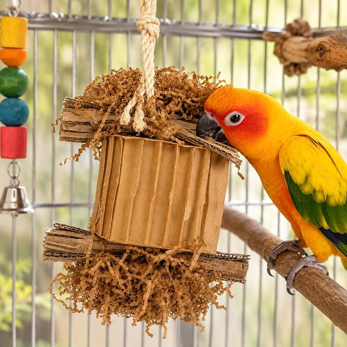 Bonka Bird Toys 3753 Natural Shreddy Eddy Medium to Large Parrot Toy Good Conure African Grey, Conures, Amazons, Small Cockatoos, and similarly Sized pet Birds for Chewy Foraging Fun.