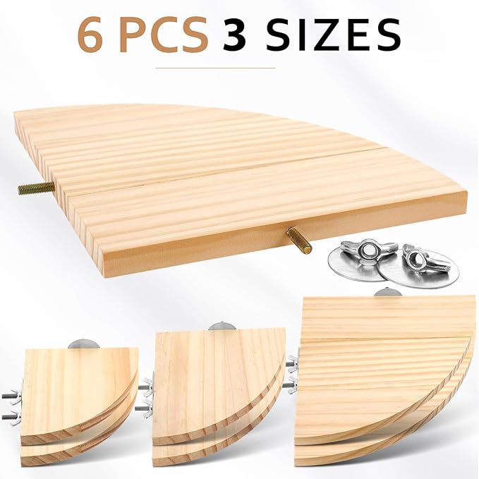 Wettarn 6 Pcs Bird Perch Platform Bird Corner Parrot Perch Corner Wooden Stand Sector Playground Cage Accessories Shelf for Parakeet Conure Cockatiel Budgie Gerbil Rat (Assorted Sizes,Platform)