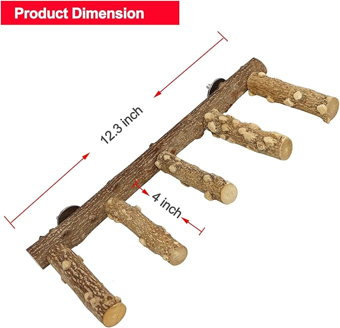 Bird Ladder Perch Cage Nature Wood Stand Parrot Chew Toy for Small Medium Parrot Animal (M) (Bird Ladder)