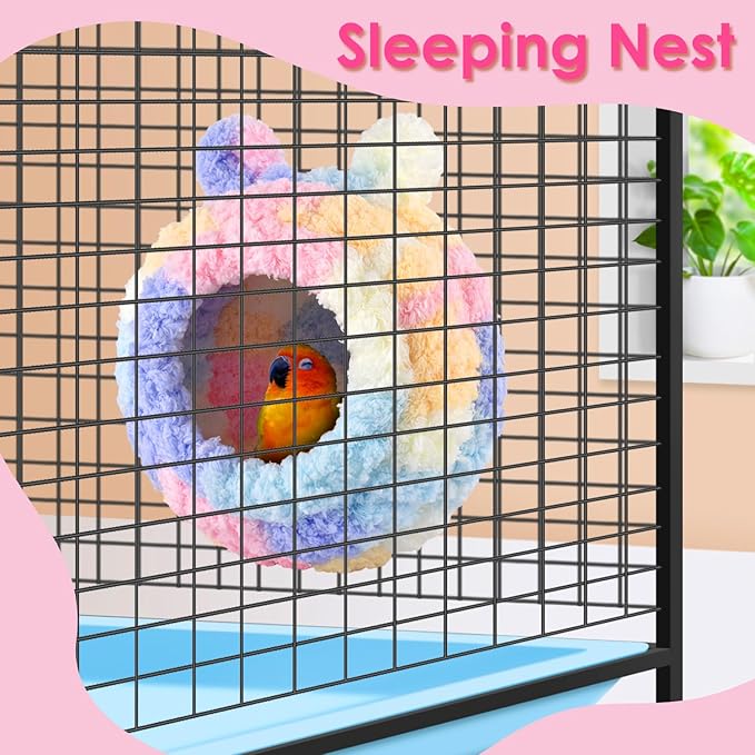 KATUMO Lovebird Nest, Bird Breeding Bed Parrot Snuggle Hut Conure House for Budgie Cockatiel Conure Lovebird Canary Finch Hamster Small Pets