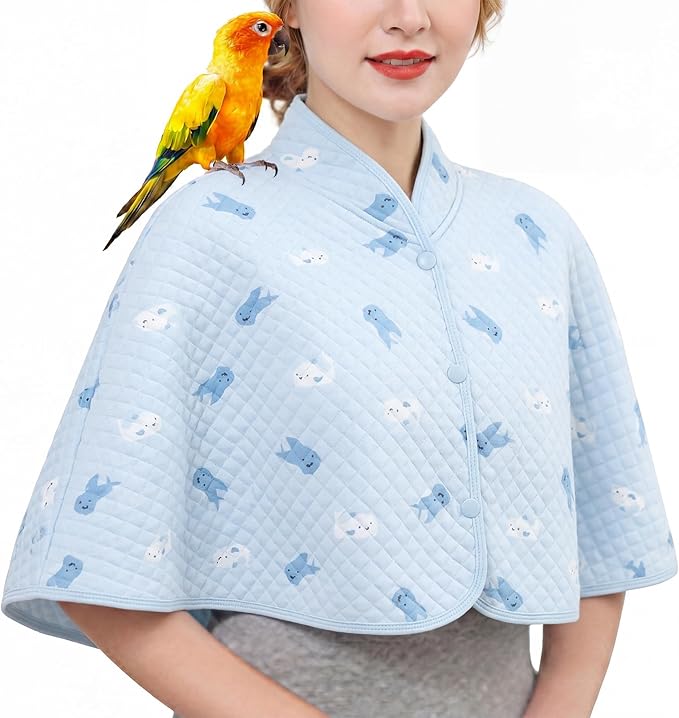 QBLEEV Parrot Anti-Scratch Shoulder Protector, Bird Diaper Poop Cover Pad for Parakeets Cockatiels Conures, Cotton Shawl Cape for Birds to Stand on Shoulders, Pet Arm Guard for Lovebirds Finches