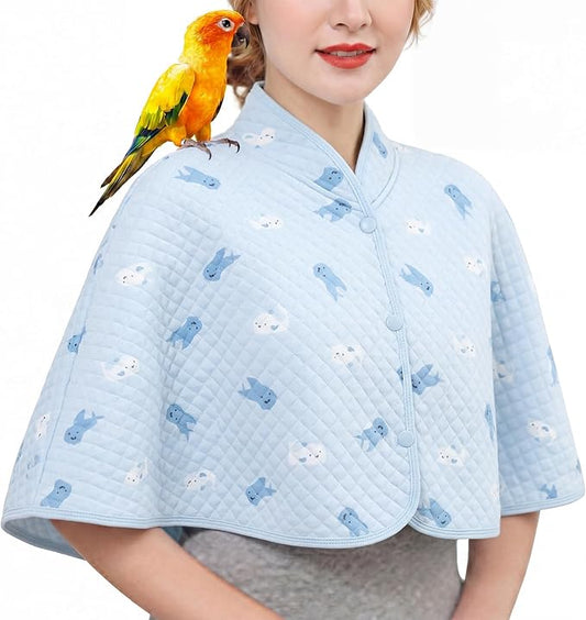 QBLEEV Parrot Anti-Scratch Shoulder Protector, Bird Diaper Poop Cover Pad for Parakeets Cockatiels Conures, Cotton Shawl Cape for Birds to Stand on Shoulders, Pet Arm Guard for Lovebirds Finches